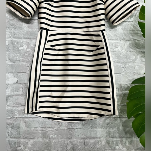 TOP SHOP - striped black white tailored fitted cocktail dress size US 4 - Picture 8 of 15